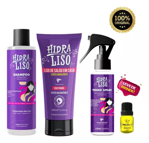 Hidraliso Kit Hidra Liso De Chuveiro + Shampoo + Termo Spray